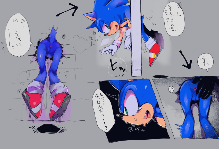 anthro anus clothing cuntboy cuntboy/male digital_media_(artwork) eulipotyphlan forced gloves hedgehog intersex intersex/male japanese_text male mammal nude open_mouth presenting pussy rape sonic_(series) sonic_the_hedgehog stuck tears text translated video_games wall_(disambiguation) かしまくん_(artist)