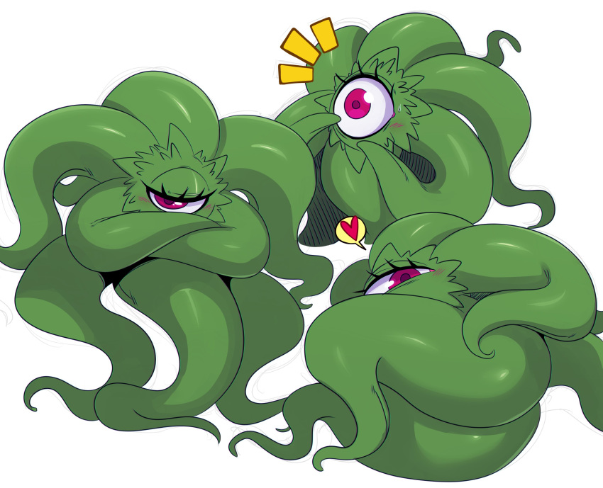 &lt;3 1_eye big_butt blush butt crossed_arms female green_skin half-closed_eyes looking_at_viewer looking_back marvel mouthless nude presenting shuma-gorath simple_background solo sssonic2 surprise tentacle_monster tentacles white_background