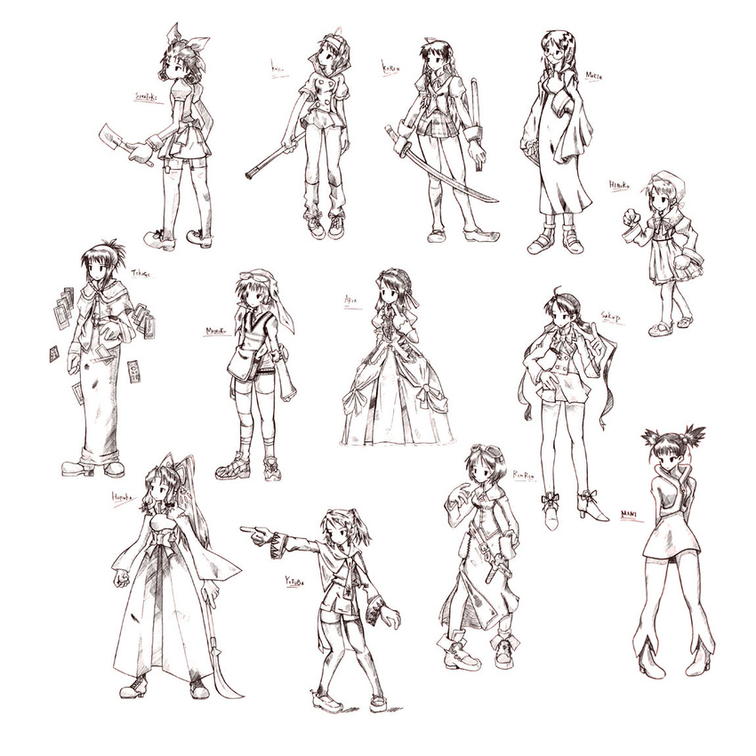 aria_(sister_princess) artist_request chikage_(sister_princess) everyone final_fantasy final_fantasy_tactics greyscale haruka_(sister_princess) hinako_(sister_princess) kaho_(sister_princess) karen_(sister_princess) mamoru_(sister_princess) marie_(sister_princess) monochrome multiple_girls parody sakuya_(sister_princess) shirayuki_(sister_princess) sister_princess style_parody yotsuba_(sister_princess)