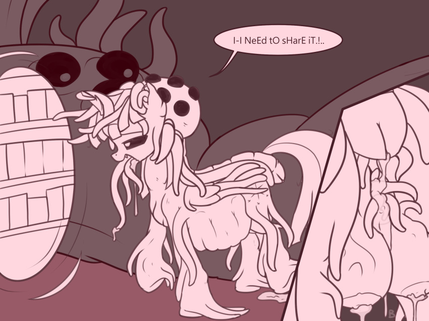 askbumpywish dialogue english_text female feral friendship_is_magic hi_res infestation my_little_pony nightmare_fuel pussy speech_bubble teats tentacle_monster tentacles text twilight_sparkle_(mlp)