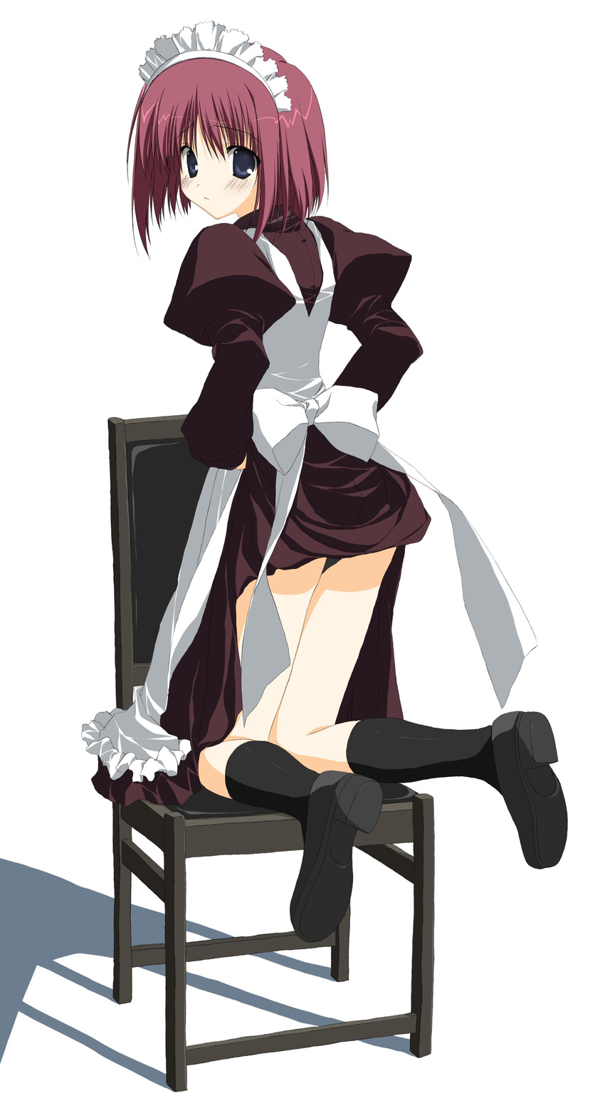 absurdres artist_request chair headdress highres hisui long_sleeves maid solo tsukihime