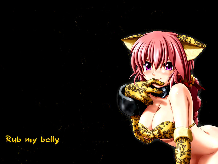 animal_ears bdsm bondage bound breasts caryo cat_ears cuffs dark_chronicle large_breasts monica_(dark_chronicle) naughty_face no_panties red_hair solo wallpaper