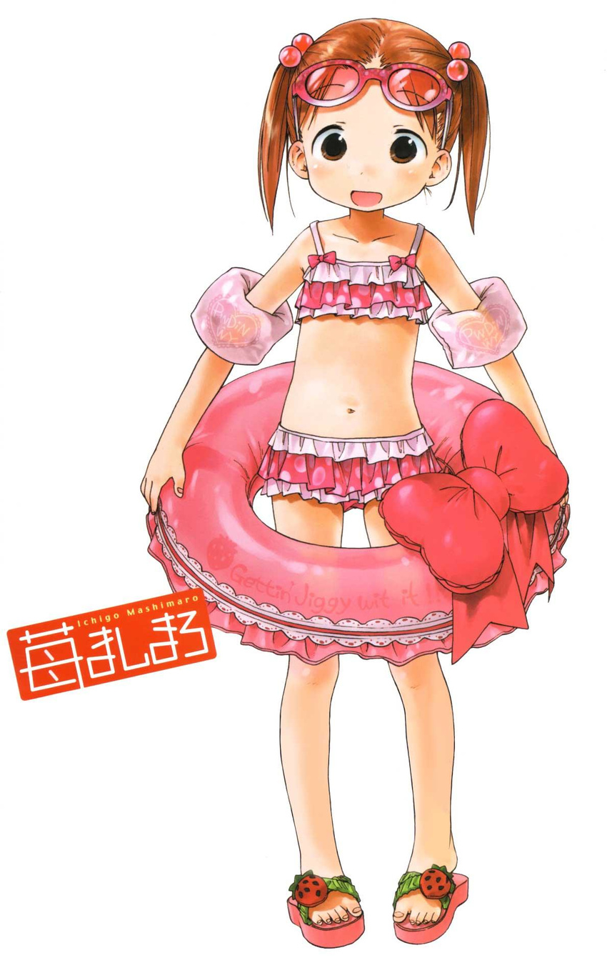 barasui bikini feet highres ichigo_mashimaro innertube matsuoka_miu sandals solo swimsuit twintails