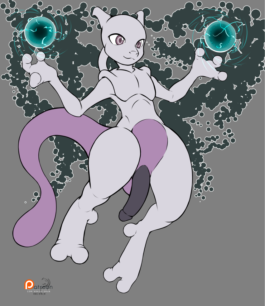 2019 arashidrgn balls legendary_pok&eacute;mon male mammal mewtwo nintendo penis pok&eacute;mon pok&eacute;mon_(species) purple_eyes solo video_games