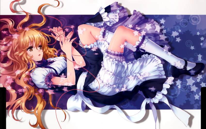 blonde_hair kirisame_marisa long_hair ribbons stars touhou