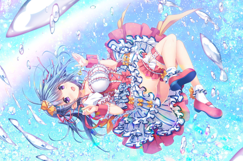 ass breast_hold cleavage dress garter heels higa_yukari skirt_lift wet