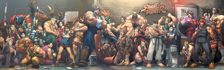 6+girls :d adjusting_eyewear adon_(street_fighter) age_difference alvin_lee angry antenna_hair arm_support armband armlet armor arms_up bald balrog bandages bangs bare_shoulders barefoot bdsm beads beard belt beret birdie_(street_fighter) black_hair blanka blonde_hair blue_eyes blue_sailor_collar body_hair bondage boots bound bow bowl box boxing_gloves bracelet braid breakdance breasts brick_wall brown_eyes brown_hair brown_legwear bun_cover buruma buruma_under_skirt buttons cammy_white can cape cardboard_box chain chain-link_fence championship_belt charlie_nash chest_hair china_dress chinese_clothes chun-li claw_(weapon) cleavage clenched_hands cody_travers comb combing copyright_name crescent crop_top cross-laced_footwear crossed_arms crossed_legs cuffs dancing dark_skin dee_jay denim dhalsim dog_tags double_bun dougi dress eating edmond_honda everyone evil_grin evil_smile eyepatch facepaint facial_hair feathers feet fei_long fence fighting_stance fingerless_gloves flattop flexible food frown gai_(final_fight) garrison_cap gauntlets gen_(street_fighter) glasses gloves glowing gouki green_skin grin guile hair_bow hair_over_one_eye hand_on_head hat headband heart helmet hibiki_dan high_ponytail highres holding holding_arm indian japanese_clothes jeans jewelry juli jumpsuit juni kanzuki_karin kasugano_sakura ken_masters letterboxed lineup long_hair long_image long_sleeves m_bison magic mask md5_mismatch medium_breasts military military_uniform miniskirt mohawk multiple_boys multiple_girls muscle native_american necklace necktie open_clothes open_mouth orange_hair outdoors pants pantyhose paper peaked_cap pleated_skirt pointing ponytail prison_clothes rainbow_mika red_eyes red_hair resized ringlets road rolento rope rose_(street_fighter) ryuu_(street_fighter) sagat sailor_collar salute sash scar school_uniform scrunchie serafuku shirt shirtless short_hair shorts sign sitting skirt skull skull_necklace sleeveless smile sodom soles spandex speaker spiked_bracelet spikes squatting staff standing street street_fighter street_fighter_i street_fighter_ii_(series) street_fighter_zero_(series) striped sumo tank_top thighhighs thunder_hawk tongue torn_clothes trash_can turtleneck twin_braids twintails udon_entertainment uniform upscaled upskirt v v_arms vega very_long_hair vest weapon white_hair wide_image wrestler wrestling_outfit zangief