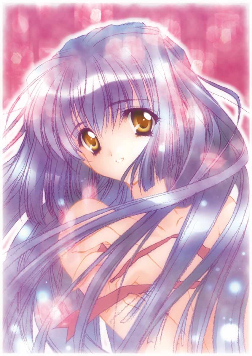 absurdres carnelian highres kao_no_nai_tsuki kuraki_suzuna long_hair nude ribbon scan solo