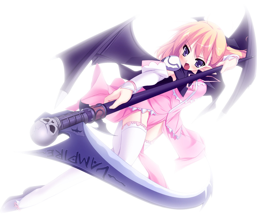 long_sleeves night_wizard night_wizard_mahou_taisen scythe solo thighhighs urotan wings