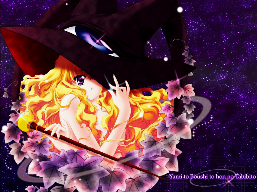 blonde_hair carnelian hat highres lilith_(yamibou) long_hair solo wallpaper witch_hat yami_to_boushi_to_hon_no_tabibito