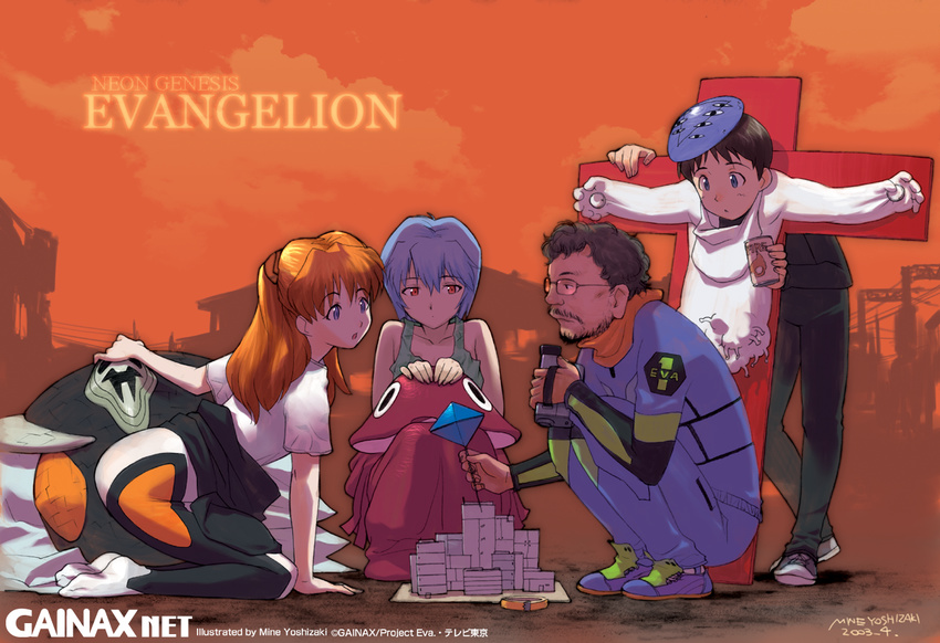 2girls angel_(evangelion) anno_hideaki_(character) ayanami_rei camcorder cosplay eva_01 gainaxtop ikari_shinji lilith_(evangelion) multiple_boys multiple_girls neon_genesis_evangelion ramiel shamshel souryuu_asuka_langley yoshizaki_mine zeruel