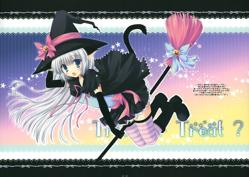 animal_ears blush catgirl hasekura_chiaki scan tail thigh-highs witch