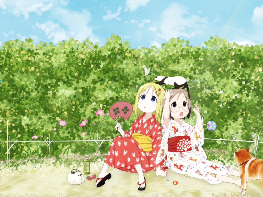 ana_coppola blonde_hair blue_eyes glasses ichigo_mashimaro japanese_clothes kimono sakuragi_matsuri