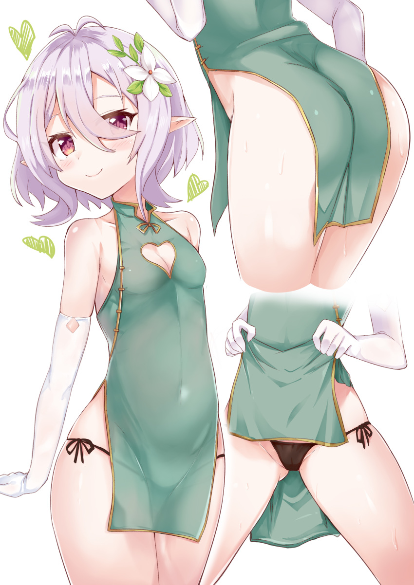 ass cleavage elf kokkoro pantsu pointy_ears princess_connect!_re:dive skirt_lift string_panties