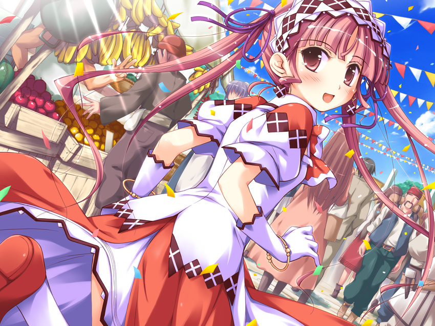 blush dress game_cg gloves ko~cha long_hair minette red_eyes redhead shukufuku_no_campanella twintails