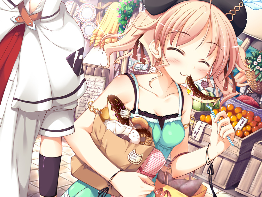 :3 agnes_boulange blonde_hair blush dress food game_cg ko~cha short_hair shukufuku_no_campanella