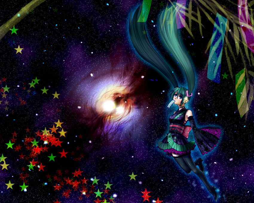 hatsune_miku sky space stars vocaloid