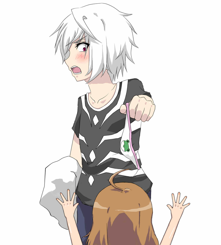 1girl accelerator bad_id bad_pixiv_id blush brown_hair highres last_order motida panties red_eyes short_hair to_aru_majutsu_no_index underwear white_hair