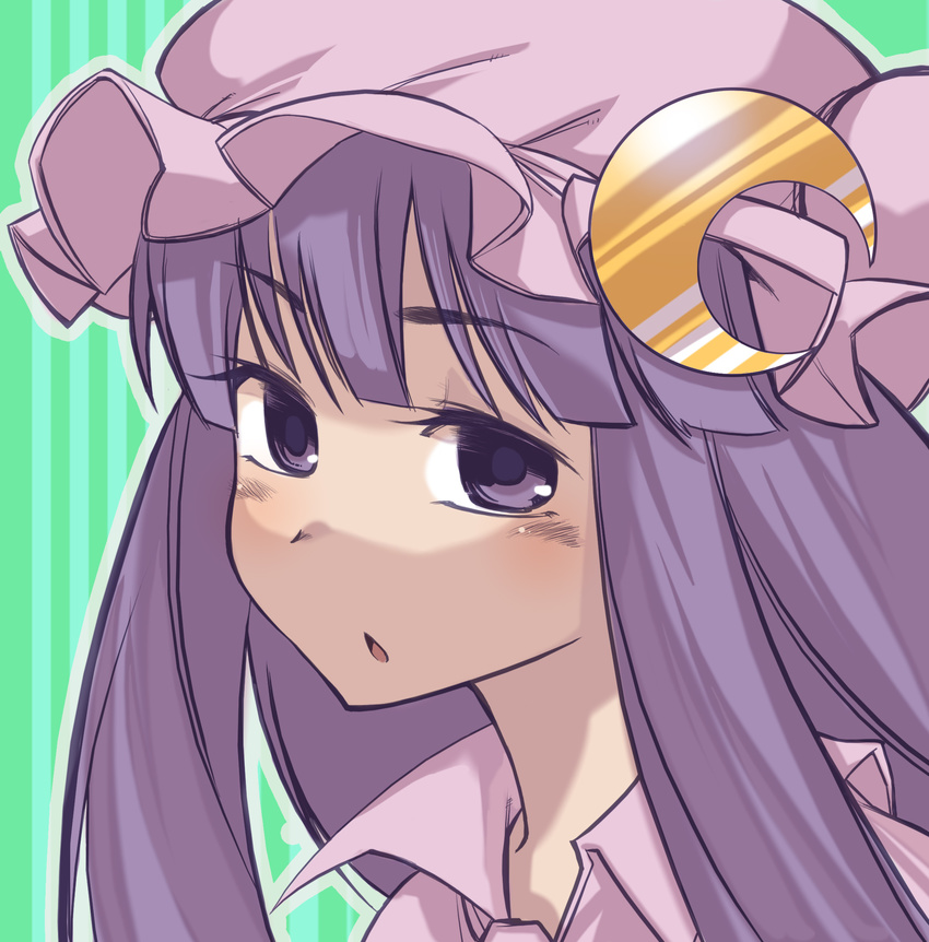 :o crescent hat highres long_hair nada_haruka patchouli_knowledge purple_eyes purple_hair solo touhou