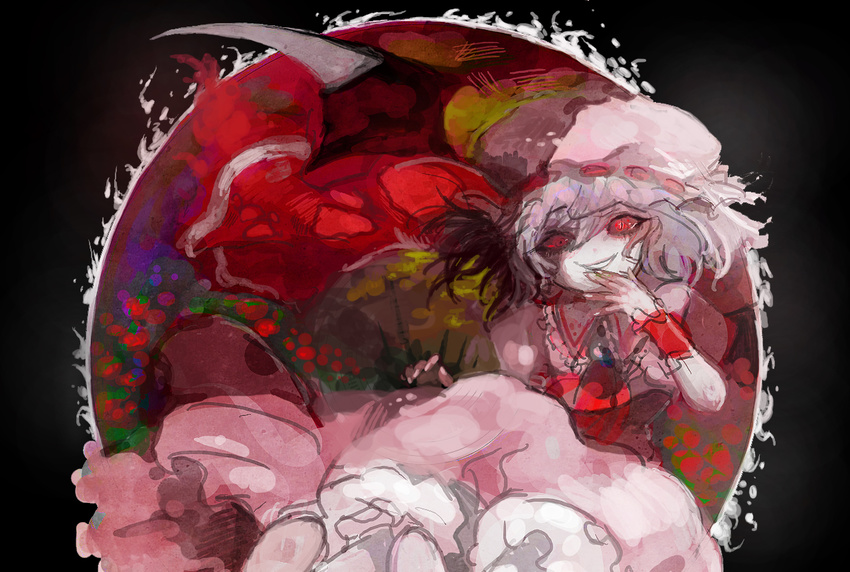 bad_id bad_pixiv_id bat_wings dress hat lacquer remilia_scarlet sketch smile solo touhou wings