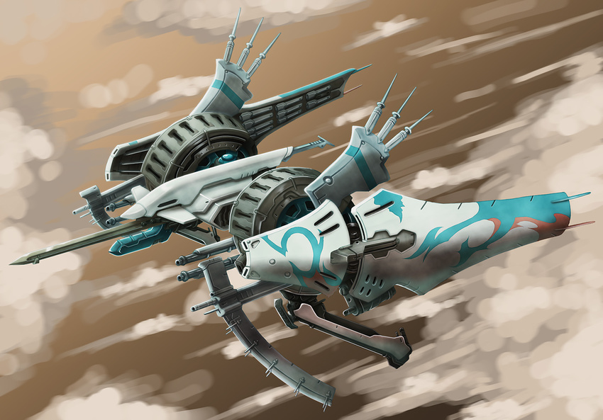 bad_pixiv_id flying ikaruga ikaruga_(ship) no_humans shigarami_kyouma space_craft