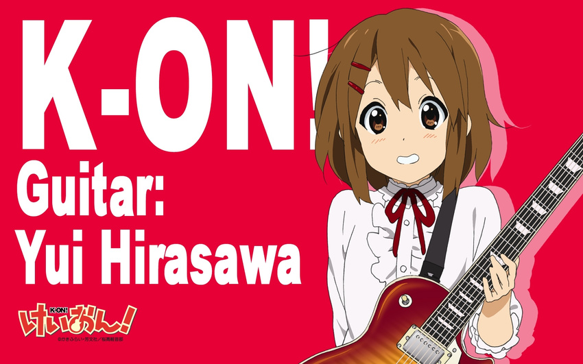 artist_request brown_hair guitar highres hirasawa_yui instrument k-on! solo wallpaper