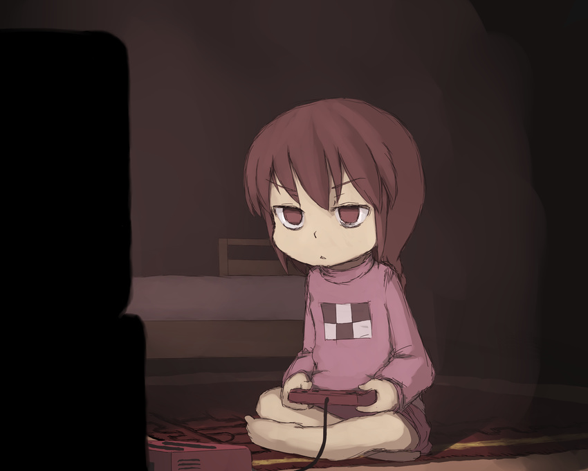 famicom game_console highres madotsuki nasu nasu_kinoko nintendo sit sitting video_game video_games yume_nikki