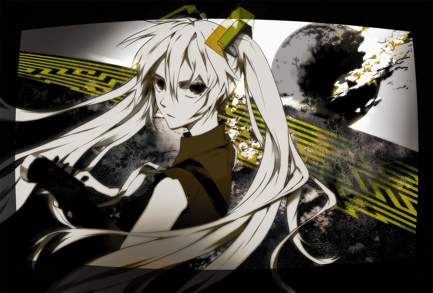 avtechno! guitar hatsune_miku instrument kazune_(baumkuchen) long_hair necktie plus_minus_(vocaloid) solo twintails vocaloid