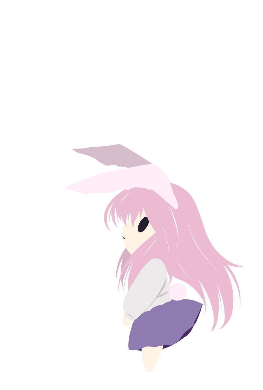 absurdres animal_ears bunny_ears bunny_tail chibi from_side full_body highres o_o pink_hair reisen_udongein_inaba solo tail touhou transparent_background yume_shokunin