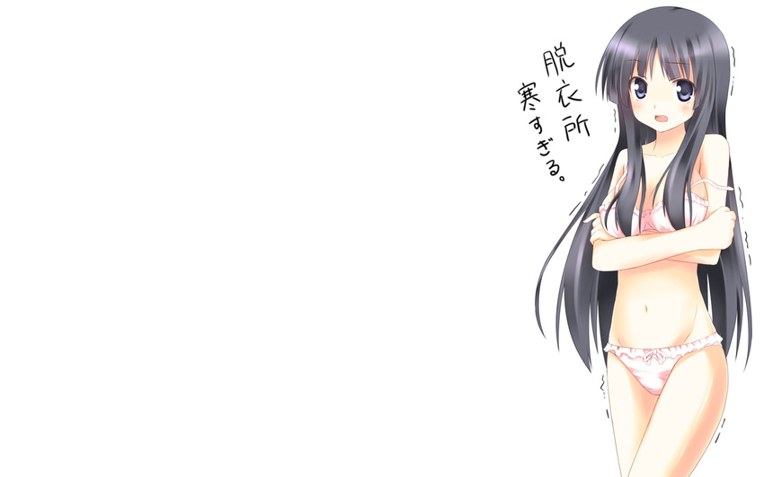 akiyama_mio black_hair blue_eyes bra k-on! kue long_hair panties underwear white