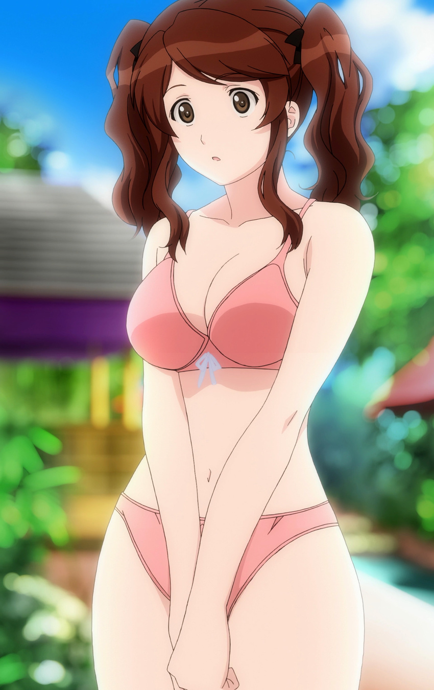 :o absurdres amagami bikini brown_eyes brown_hair highres nakata_sae navel non-web_source screencap solo stitched swimsuit third-party_edit twintails