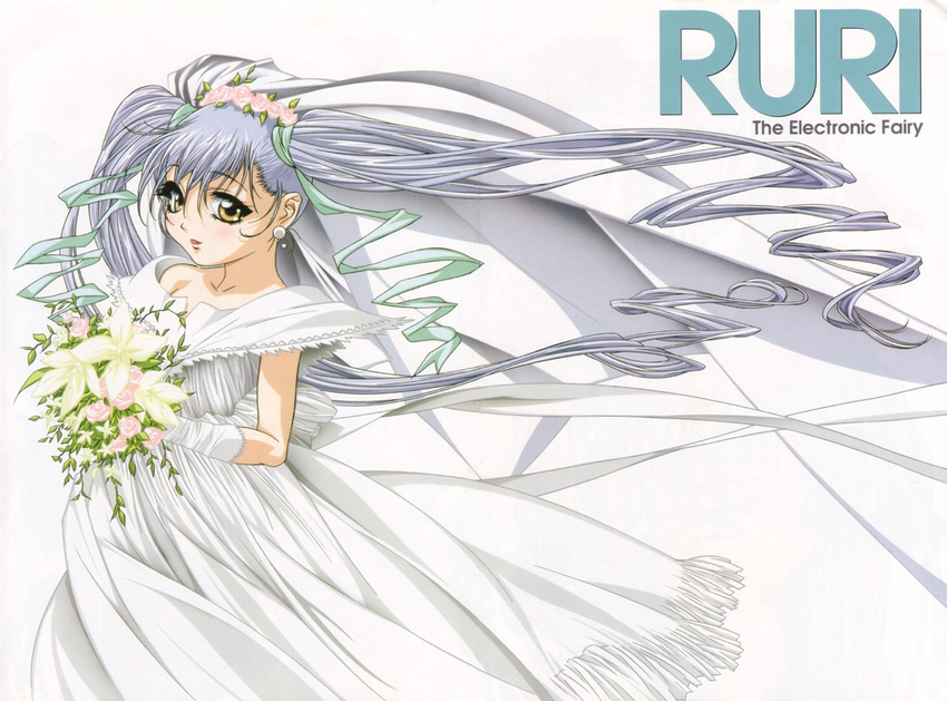 dress gotou_keiji hoshino_ruri kidou_senkan_nadesico solo twintails wedding_dress