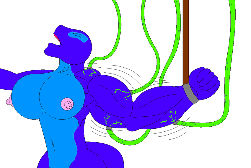 big boundage breasts female forced hose huge_muscles liquid lizard ms_paint muscle_growth scalie solo