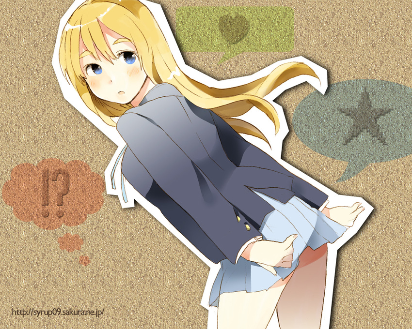 1girl bad_id bad_pixiv_id blazer blonde_hair blue_eyes heart jacket k-on! kotobuki_tsumugi long_hair school_uniform skirt solo star yoshioka_mitsuko