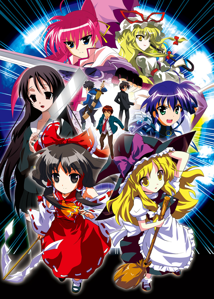 6+girls black_eyes black_hair blonde_hair blue_eyes bow brown_eyes brown_hair crossover hakurei_reimu hat headband highres hiraga_saito katsura_kotonoha kirisame_marisa kita_high_school_uniform kyon levantine long_hair lyrical_nanoha mahou_shoujo_lyrical_nanoha mahou_shoujo_lyrical_nanoha_a's mahou_shoujo_lyrical_nanoha_strikers multiple_boys multiple_girls oyu_no_kaori pink_hair ponytail purple_hair red_bow red_hair revolver_knuckle sakai_yuuji school_days school_uniform shakugan_no_shana short_hair signum subaru_nakajima suzumiya_haruhi_no_yuuutsu touhou yakumo_yukari zero_no_tsukaima