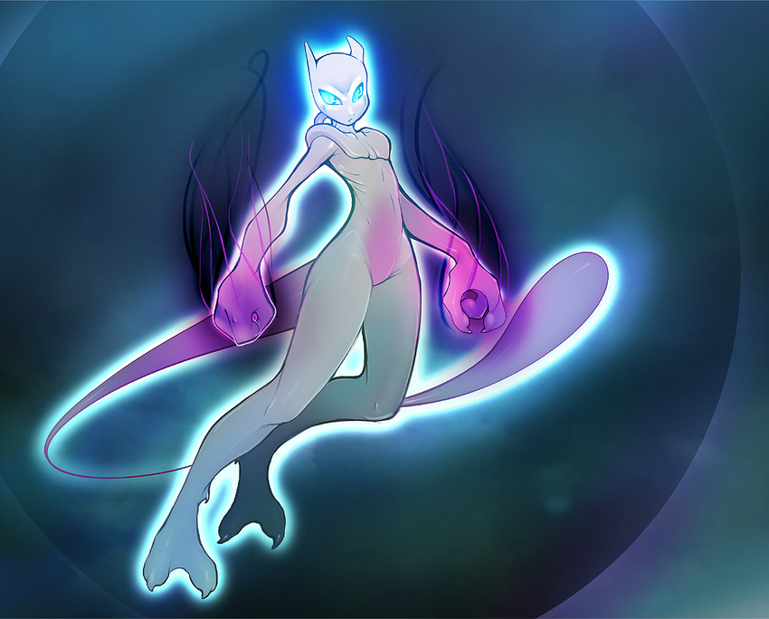 ambiguous_gender aura floating glowing_eyes glowing_hands legendary_pok&#233;mon male mewtwo nintendo pok&#233;mon pok&eacute;mon solo tail tsampikos video_games