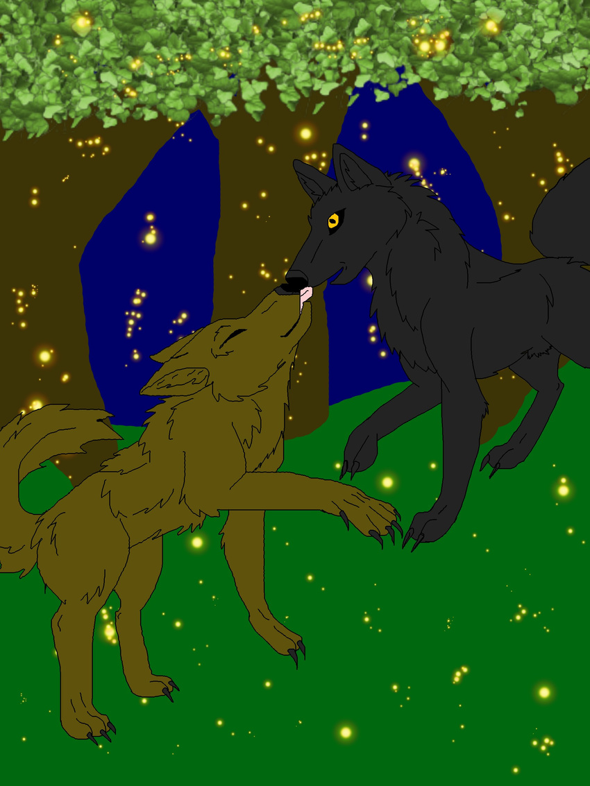 canine firefly forest hi_res jumping licking ms_paint tail tongue tree wolf