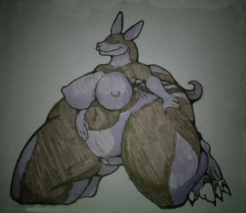anthro big_breasts big_butt big_thighs breasts butt chubby extreme fat female huge_breasts huge_butt hyper kangaroo mammal marsupial nipples overweight pussy thunder_thighs wide_ass wide_hips