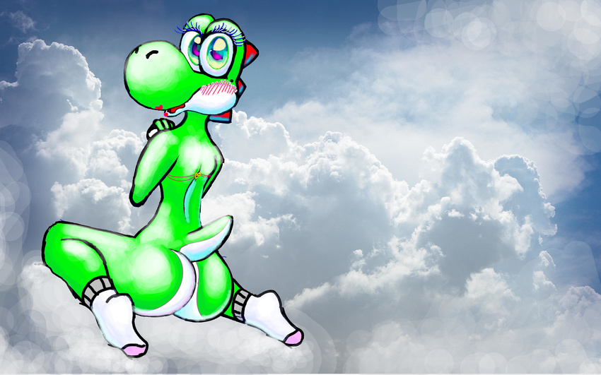 butt cloud clouds cute floating hi_res mario_bros nintendo solo unknown_artist video_games yoshi