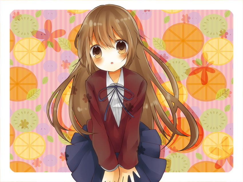 aisaka_taiga bad_id bad_pixiv_id brown_eyes brown_hair highres hinanosuke long_hair no_nose school_uniform solo toradora!