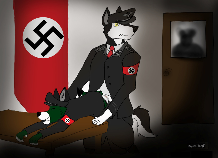 anal anal_penetration canine dog gay green male nazi penetration ryanw uniform wolf 卐