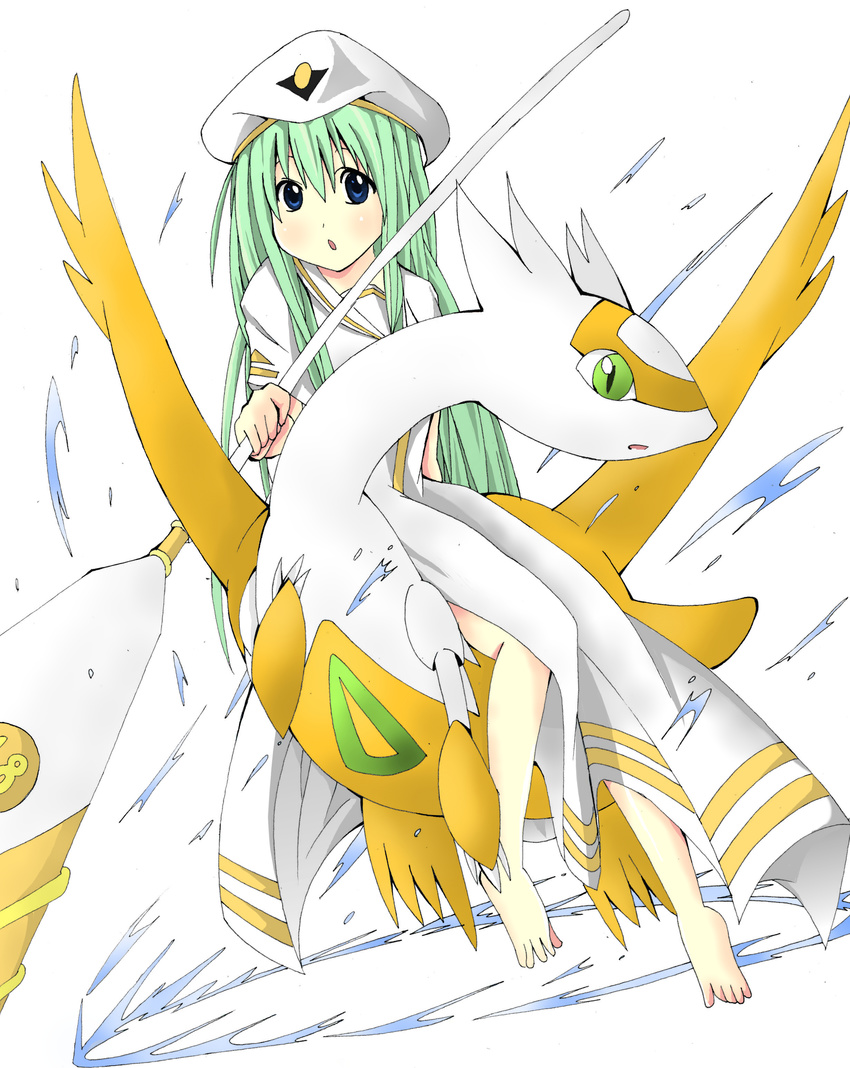 absurdres alice_carroll alternate_color aria bad_feet bad_id bad_pixiv_id blue_eyes crossover gen_3_pokemon green_eyes green_hair gurasion_(gurasion) highres latias long_hair oar pokemon pokemon_(creature) shiny_pokemon uniform