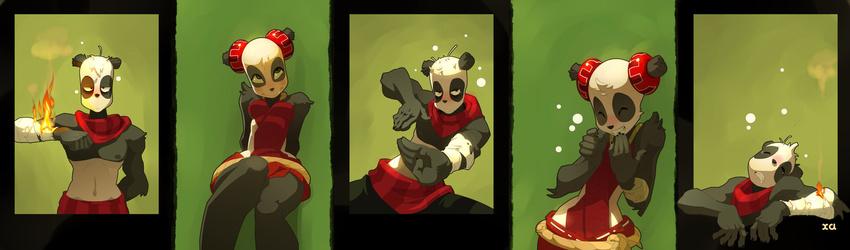 bandage blush dress drool drunk female flames gueuzav laugh male panda pandawa saliva solo stance wakfu what