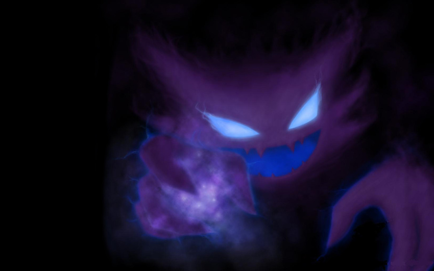 ambiguous_gender blue_eyes dark evil ghost haunter nintendo pok&#233;mon pok&eacute;mon solo spirit undead unknown_artist video_games wallpaper widescreen