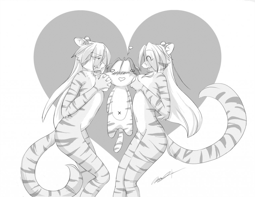&hearts; breast_squish breasts chibi feline female foxboy83 josh katelynn male michelle tiger trio