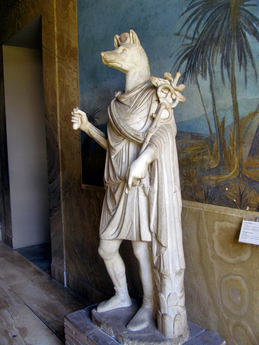 ancient_furry_art anubian_jackal anubis caesar canine deity dog egyptian hermanubis jackal male photo real roman sandals solo statue stone toga vatican