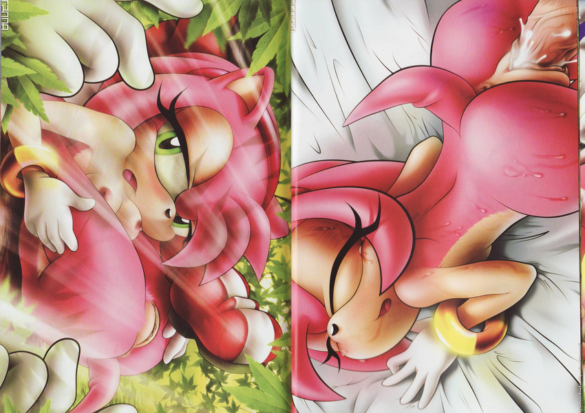 absurd_res amy_rose amy_untold anus back backside bed breasts butt comic cum doujin eyes_closed female hedgehog hi_res looking_at_viewer nipples penetration penis raised_tail sonic_(series) sweat tail tc vaginal vaginal_penetration