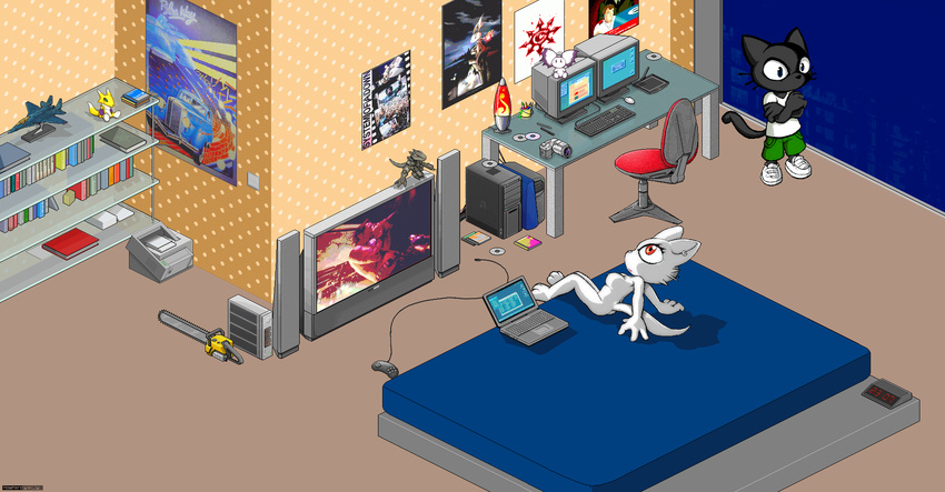 alarm_clock bed books breasts calumon canine cat cd chainsaw chair computer computer_mouse crayons darkdoomer digimon feline female fox game_controller isometric keyboard kittie laptop lava_lamp male miw monitor movie pixel_art plane poster printer red_eyes renamon room sgi shelf speakers sukhoi system_of_a_down table tail truck tv video_games