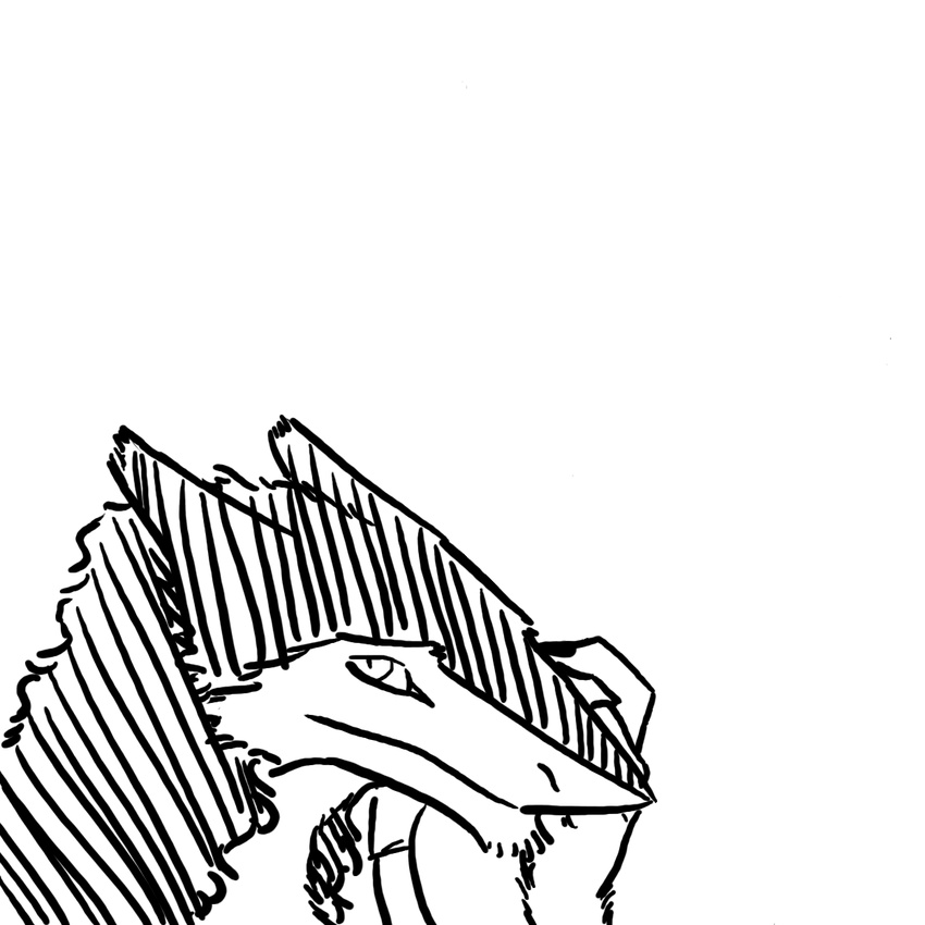 black_and_white looking_at_viewer monochrome sergal sketch solo