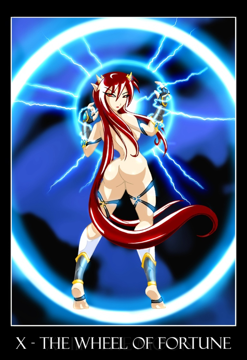 badly_resized butt demon demoness female fingerless_gloves hair horns jessica_elwood magic not_furry red_eyes red_hair solo